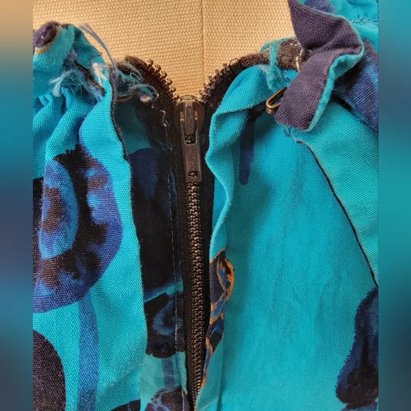 Vintage Blue Hawaiian Mid Century Seahorse Print Maxi Dress Ruffle Medium - Picture 10 of 11